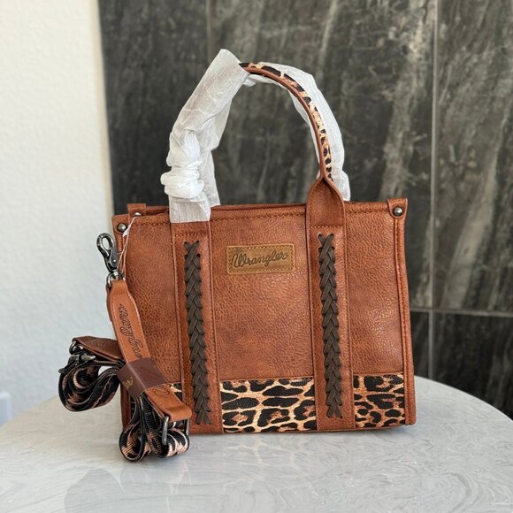 Wrangler Handbags - Wrangler Leopard Print Concealed Carry Tote/Crossbody NWT
